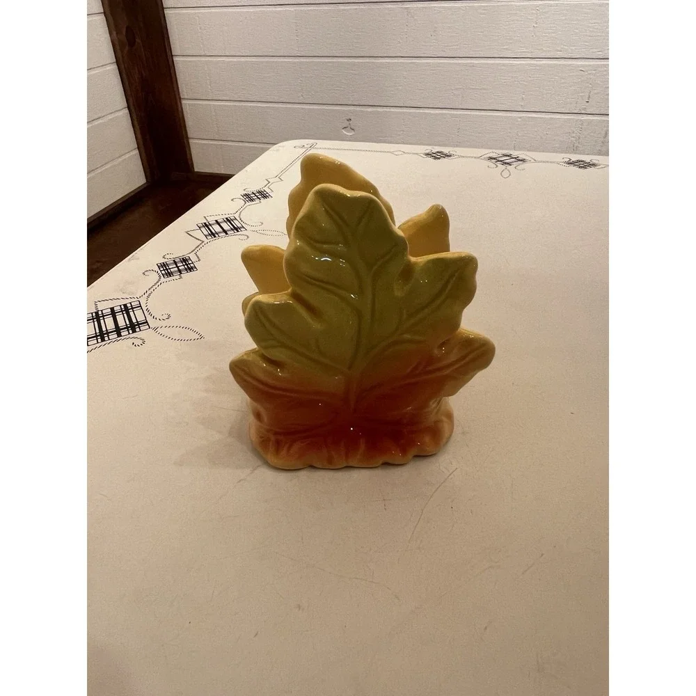 NAPKIN HOLDER  Autumn Leaf Design With Graduating Colors Yellow, Green, Orange